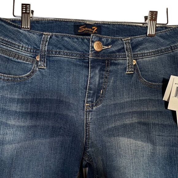 Seven7 Bermuda Denim Shorts Women Size 4 Blue Stretch Whiskers nwt - Picture 4 of 13